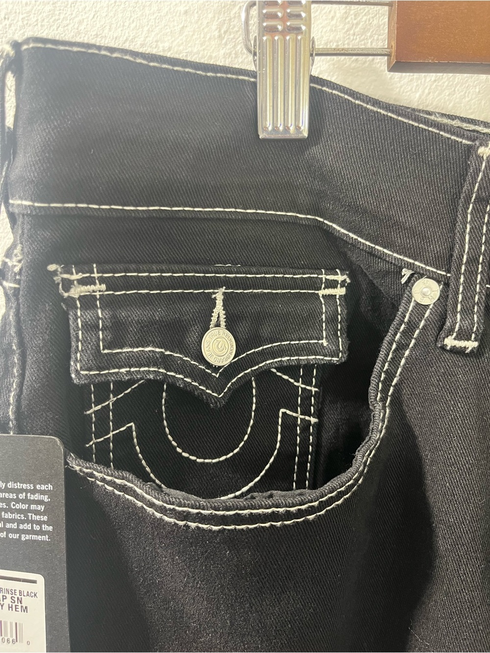 700482 True Religion Ricky Flap Fray Hem Relaxed Shorts Black Sz 36 NWT $119 - Picture 5 of 9